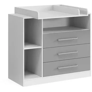 Vicco Wickelkommode Olina, Weiß/Grau 110 x 93 cm