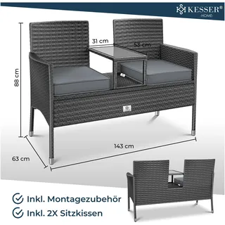 Kesser Gartenbank 133 x 55 x 84 cm Schwarz