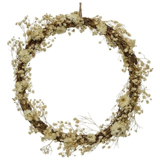 MARELIDA Dekokranz aus Trockenblumen Wandkranz Türkranz D: 28cm für Innen creme