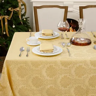 Romanstile Gold Tischdecke Weihnachten 140x240 cm, Luxus Jacquard Barock Vintage Abwaschbar & Wasserabweisend Tischdecken Tischtuch Table Cloth für Glanzvolle Festtage,Neujahr 2026,Gala-Events