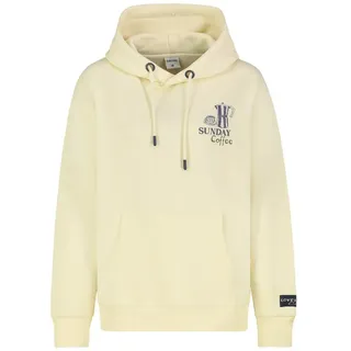 SUBLEVEL Hoodie Kaffee-Motivprint Elastikbündchen Kapuze für Damen (1-tlg) Rundhalsausschnitt, Grafikprint, Normale Passform, Kängurutasche gelb XS