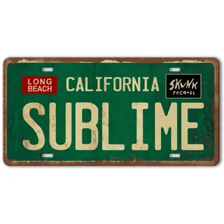 Vintage Metall Blechschild Long Beach California Sublime Poster Grunge Hippie Zimmer Dekor Rock Band Poster Sublime Tapisserie Lustige Straßenschilder für Schlafzimmer Wand Ästhetische 90er Jahre