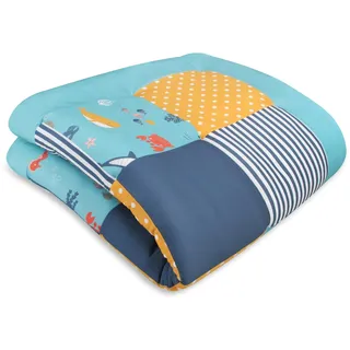schlummersack Krabbeldecke – 100x100 cm – Dick gepolsterte Spieldecke für Babys – Ideal als Laufgittereinlage – Maschinenwaschbar – Design: Meerestiere