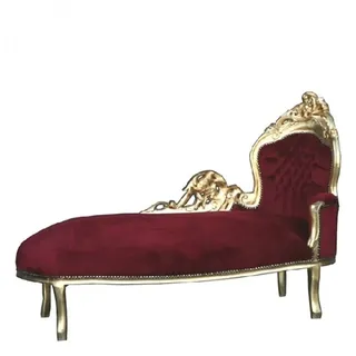 Casa Padrino Barock Chaiselongue "King" Bordeaux/Gold - Recamiere Wohnzimmer Liege