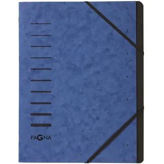 Pagna 1554277 Ordnungsmappe Blau DIN A4 Pressspankarton Anzahl der Fächer: 7