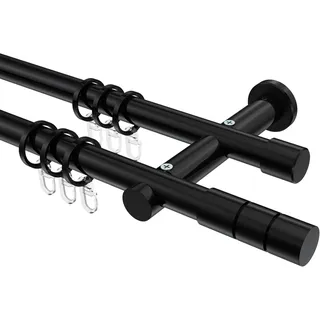GARDINENSTANGE Platon Elanto 180 cm, 2-läufig, 20 mm Ø Schwarz