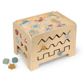 Musterkind Motorikspiel Abelia, Natur, Holz, Textil, 32x32x42 cm, EN 71, CE, Spielzeug, Babyspielzeug, Motorikspielzeug
