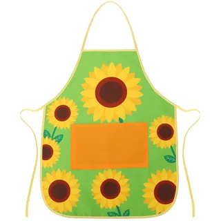 TGFIX Gärtner Schürze für Erwachsene Gartenschürze mit Sonnenblumen Damen Grillschürze mit Taschen Herren Grüne Küchenschürze wasserdichte Kochschürze für Garten Bauernhof Küche BBQ