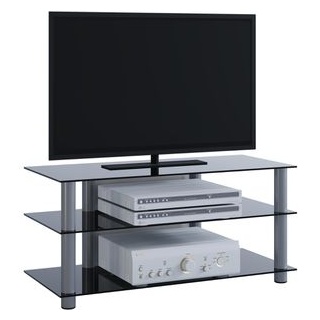 VCM TV-Rack Netasa, schwarz, aus Glas, 3 Böden, (B/H/T) 95 x 45 x 40cm