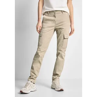 Cargohose CECIL "Style Toronto" Gr. 28, Länge 28, beige (boulder beige) Damen Hosen High-Waist-Hosen in Slim fit und mit Elasthan