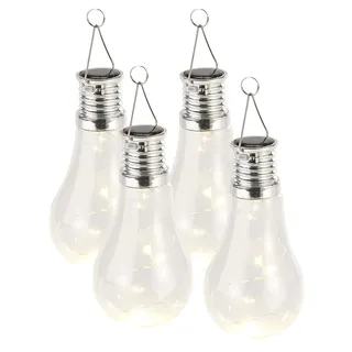 Lunartec Solar-LED-Lampe 4er Set weiß 3 warmweiße LEDs 2 Lumen