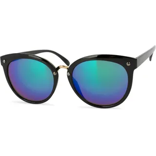 styleBREAKER Sonnenbrille Cat Eye Sonnenbrille Material-Mix-Rahmen (1-St) blau|grün|schwarz