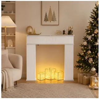 Simurq Umbauschrank Kaminumbauschrank Kaminkonsole mit Geheimfach Stauraum, 3 Türen, Holz (Packung, 1-St) 107x18x100 cm, Kaminumrandung Deko Weiß weiß