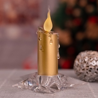 LED Weihnachtskerze gold Weihnachtsdeko LED Kerze batteriebetrieben Adventskerze, mit flackernder Flamme, DxH 14,5x16,5 cm