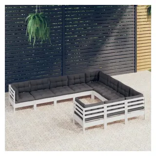 furnicato Gartenlounge-Set Garten-Lounge-Set aus Massivholz Weiß 63,5x63,5x62,5 cm, (1-tlg), Modulare Sitzgruppe mit Polstern für Terrasse und Balkon-Bereiche weiß