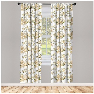 Gardine Vorhang für Wohnzimmer Schlafzimmer Dekor, Abakuhaus, Microfaser, Blumen Floral Roses Vector beige|weiß 150 cm x 175 cm