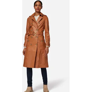 Trenchcoat RICANO "Mantel Gloria", Damen, Gr. M, braun (cognac), Obermaterial: 100% Lammnappaleder LANA. Futter: 100% Polyester PES., normal, V-Ausschnitt, Mäntel, Handgefertigt aus echtem Leder