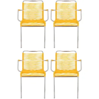 Fiam Gartensessel-Set Spaghetti, Gelb, Alu, Metall, Kunststoff, Rundrohr, 57x85x57 cm, stapelbar, Gartenmöbel, Gartenstühle, Gartenstühle