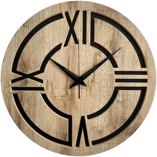 STYLER Wanduhr Ethan 57 cm | Lautlose XXL Uhr aus Holz Made in EU – inklusive Wandaufhängung – Wanduhr ohne Tickgeräusche mit Metallzeiger | Wohnzimmer Schlafzimmer Flur Büro | Loft Modern Industrial