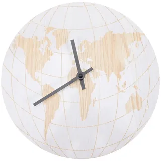 Garneck Weltkarte Wanduhr aus Holz, Lautlose Wanduhr ohne Ticken | im Skandinavischen Stil, Moderne Dekorative Wanduhr für Wohnzimmer, Schlafzimmer und Büro, Batterie Nicht Enthalten