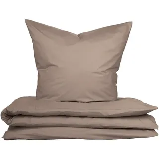 SCHIESSER Soho unifarben Baumwolle Taupe 135 x 200 cm + 80 x 80 cm