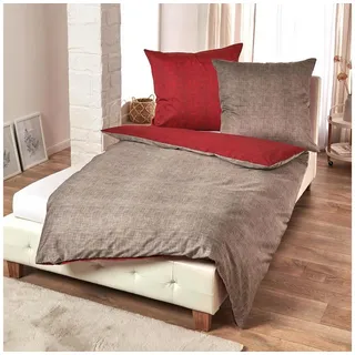 TRAUMSCHLAF Bettwäsche Texture, Mako Satin, 1 teilig, Mako-Satin mit sehr feiner Struktur rot
