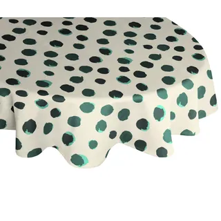 Tischdecke ADAM "Dots" Tischdecken Gr. B/L: 220 cm x 145 cm, oval, grün (natur, dunkelgrün) Tischdecken nachhaltig aus Bio-Baumwolle,Made in Germany