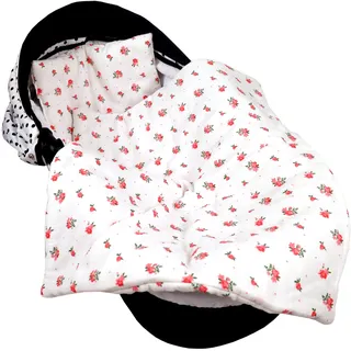 Babylux Babydecke Musselin 75x60 cm – Weiche Kuscheldecke für Kinderwagen & Stubenwagen, Atmungsaktiv, Perfekt für Sommer, Geschenk für Neugeborene MPM (D2 Röschen)