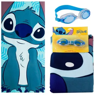 The Geeky Pop Disney Stitch Strandset für Kinder – Strandtuch 70 x 140 cm mit Schwimmbrille – Set Pool und Strand Stitch – Sommerzubehör für Kinder