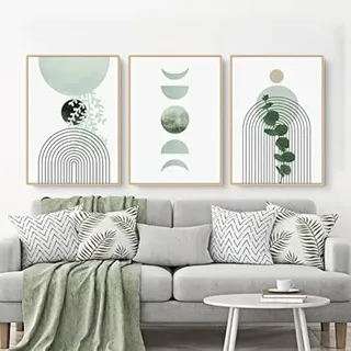 Poster 3teiliges Bohemian Aesthetic Grüne Pflanzen Bilder C 21x30cm