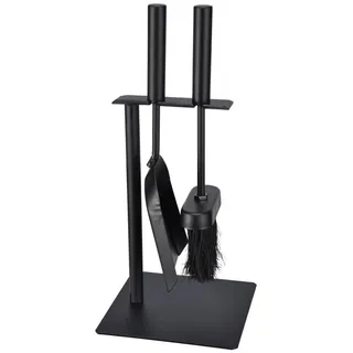 Spetebo Kamingarnitur Edelstahl Kaminbesteck - 3-teilig, (Set, 3-St., Kaminzubehör), Kamin Renigungs Set inklusive Halterung schwarz