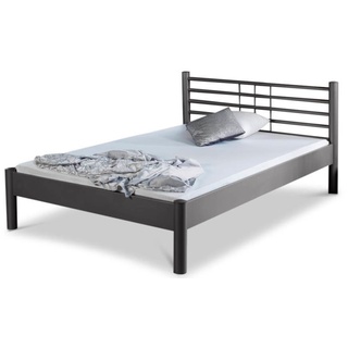 BedBox Metallbett modernes Metallbett Mia, klassisches Kopfteil, pulverbeschichtetes Metall, stabil und langlebig grau 140 cm x 200 cm x 41 cm