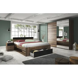 Schlafzimmer-Set INOSIGN "Beta Komplettschlafzimmer in 3 Farben und 2 Bettgrößen", schwarz (monastery eiche, schwarz), B/H: 180cm x 200cm, Schlafzimmermöbel-Sets, wahlweise in 3 Farben und 2 Bettgrößen