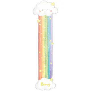 Striefchen® Personalisierbare Messlatte für Kinder – Wandtattoo mit Wunschname – Niedliche Motive – Geschenkidee zur Geburt – Selbstklebend & Rückstandslos ablösbar (Regenbogen)