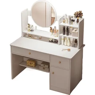 Schminktisch Mit Spiegel Mit Schubladen Weiss Make-Up Glamour Skandinavisch 100 Cm - Weiß