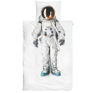 Kinderbettwäsche »Astronaut«, Snurk, Perkal, 2 teilig, Astronaut, Weltall, Weltraum blau|weiß