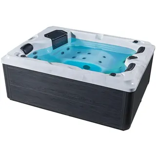 Luxus Outdoor Whirlpool Berlin (Weiß) – 210x160 cm – mit 31 Massagedüsen, Heizung, Ozon, LED – Hot Tub für 2–3 Personen – Winterfest – Garten & Terrasse