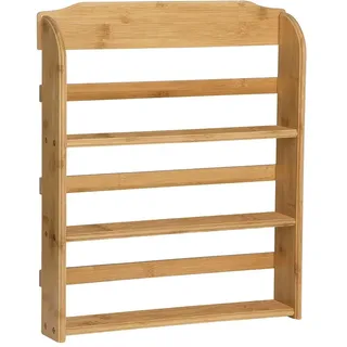 Decopatent Hängendes Gewürzregal für 15 Gewürzdosen - Küchenregal/Gewürzregal aus Bambusholz - Küchenorganizer mit DREI Regalflächen