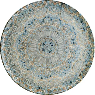 6x Bonna Luca Mosaic Gourmet flacher Teller rund 32cm 2cm hoch Blau Braun Beige Porzellan S-MT-LUCMZGRM32PZ Pizzateller Speise Geschirr