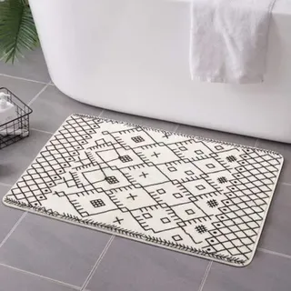 Bunthaus Badezimmerteppich, 40 X 60 Cm, Boho-marokkaner-geometrie, Bauernhaus-badematte, Rutschfest, Weiche Mikrofaser, Maschinenwaschbar, Badematte, Bodenmatte Für Badezimmer, Badewanne