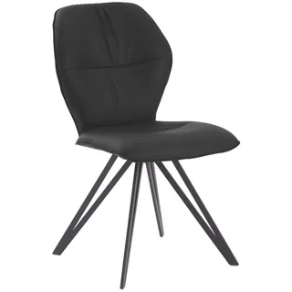 Valdera Stuhl, Graphit, Schwarz, Textil, Leder, Echtleder, Rindleder, Stativgestell, 58x91x59 cm, Stoffauswahl, Typenauswahl, Gestellauswahl, Sitzfläche 180° drehbar, automatische Rückholfunktion, Esszimmer, Stühle, Esszimmerstühle, Lederstühle