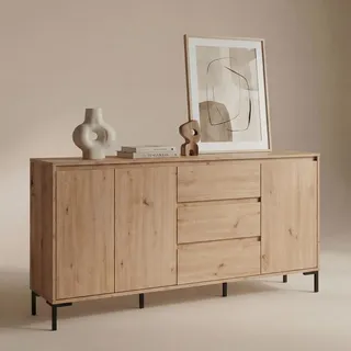 Newroom Sideboard Wildeiche Artisan Eiche Sideboard Modern Vintage - 170x87x40 cm (BxHxT) - Highboard Anrichte - [Savage.Three] Wohnzimmer Schlafzimmer Flur Esszimmer