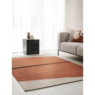 benuta Pop Baumwollteppich Lenny - Terracotta 200x300 cm - 100% Baumwolle - Rechteckig & im Style: Abstrakt,Geometrisch,Streifen, Minimalistisch, Natural Living, Retro - Pflegeleicht für Wohnzimmer