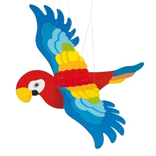 goki Hängedekoration Schwingtier Papagei Holz bunt (Set, 1 St., 1), Papagei schwingt mit den Flügeln auf und ab rot