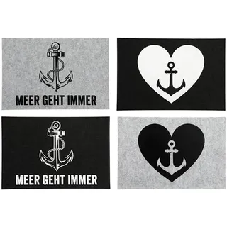 itsisa Filz Tischset Maritim, 4er Set - Platzmatte Anker, Meer, Platzset, Tischmatte, Filzset