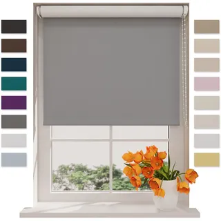 DTCH® Verdunkelungsrollo 200 x 190 cm Hellgrau, Größen von 40 bis 240 Breite, Ohne Bohren möglich, Rollo Wandmontage, Rollo 200 cm Breit, Fenster Rollos für Innen