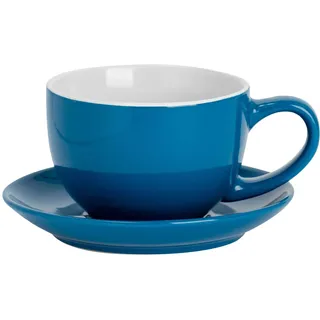 Argon Tableware 2-teiliges Set aus Cappuccino-Tassen und Untertassen - 250 ml - Blau - Teetasse und Untertassen-Set, farbige Teetasse mit Untertasse, Schale, Kaffeetasse, Espressotasse