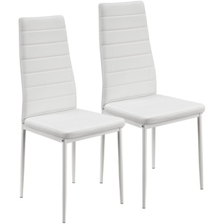 Juskys Esszimmerstühle Loja 2er Set - Moderne Stühle mit Kunstleder Bezug - Weiß