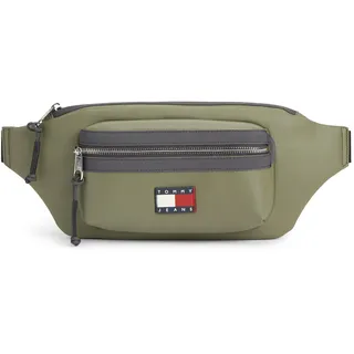 Bauchtasche TOMMY JEANS "TJM ELEVATED PU BUMBAG", Damen, Gr. B/H/T: 40cm x 17cm x 3,5cm, oliv, Lederimitat, Textil, Taschen, Unisex Gürteltasche, Crossbody Bag mit Logo-Aufnäher