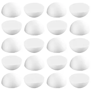 Halber Styroporkugeln 6 cm 20 Stück – Weiße halbe Bastelkugeln aus Styropor – Halbkugeln zum Bemalen, Bekleben und Dekorieren – Ideal für Weihnachtskugeln, Paillettentechnik und DIY Bastelprojekte